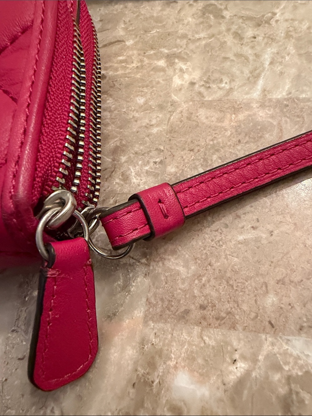 Coach Studded Quilted Double Zip AccordionClutch Wristlet color Berry - Picture 11 of 16